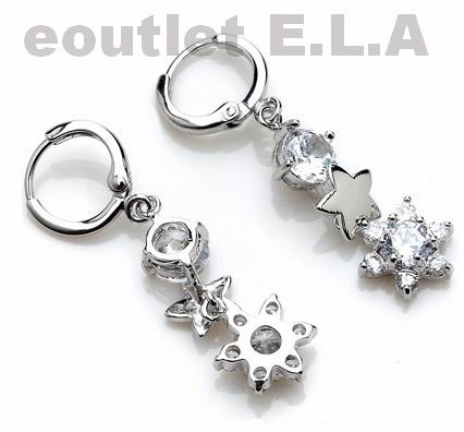 16-stone CZ SNOWFLAKE DANGLE EARRINGS-48x9mm